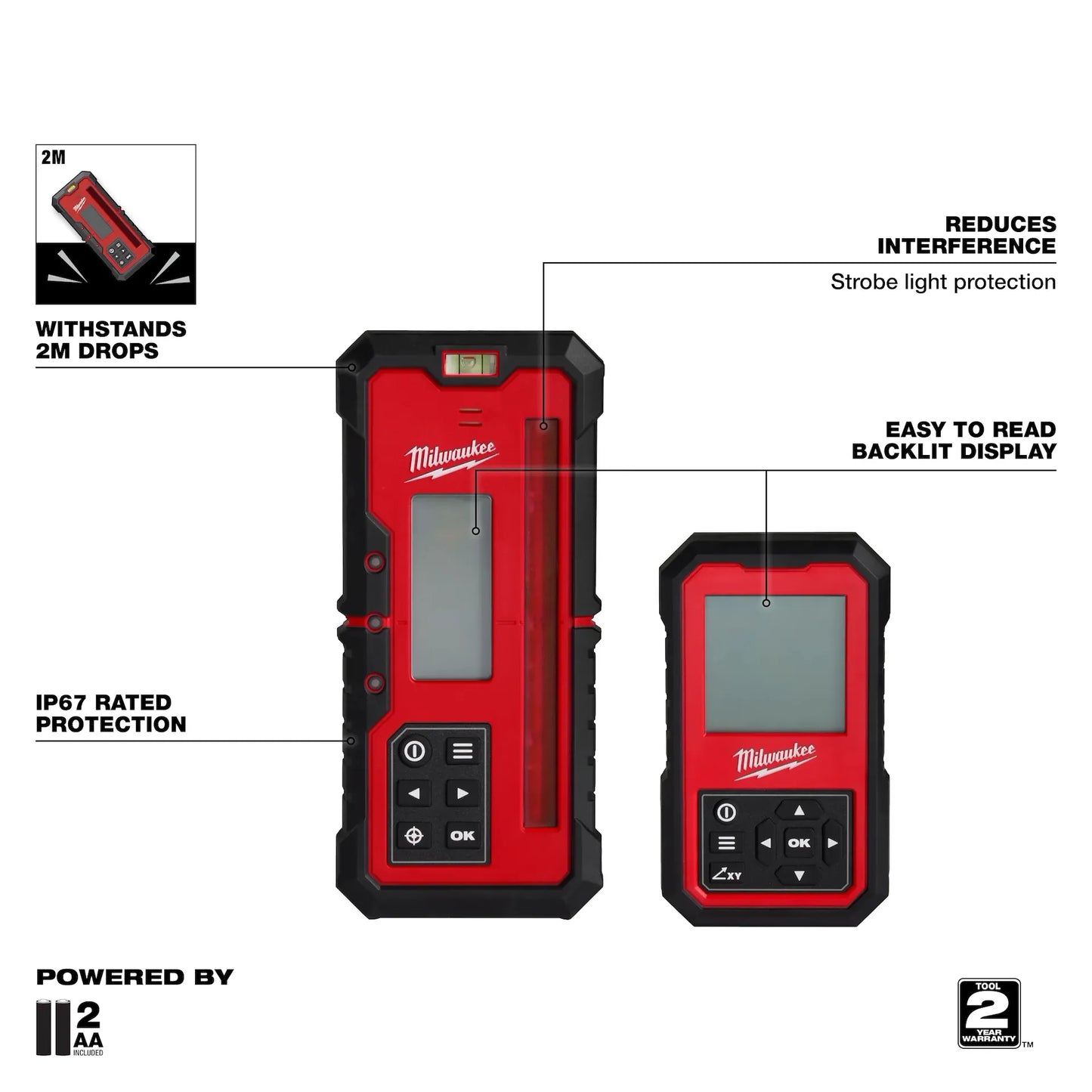 MILWAUKEE 3714 Red Exterior Dual Slope Rotary Laser Receiver ( 3714 )