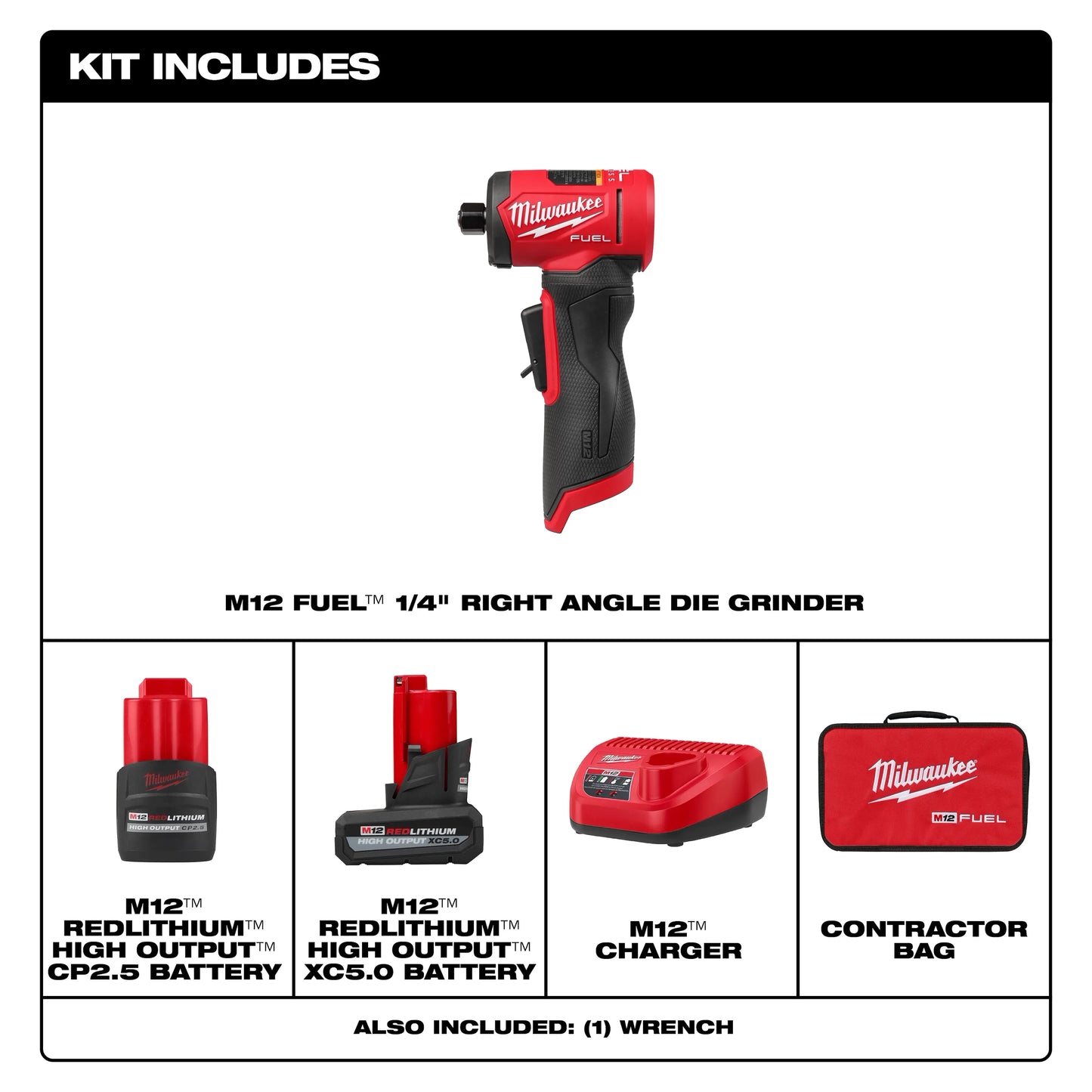 MILWAUKEE 3485-22 M12 FUEL 1/4" Right Angle Die Grinder Kit ( 348522 )