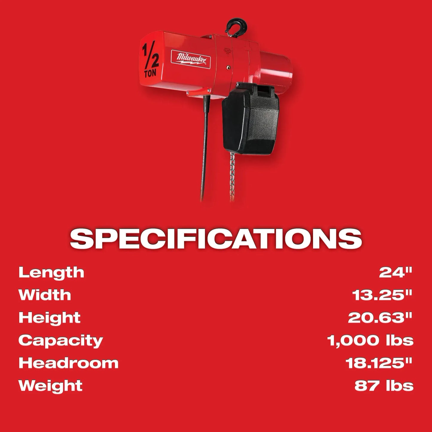 MILWAUKEE 9562 1/2 Ton Electric Chain Hoist ( 9562 )