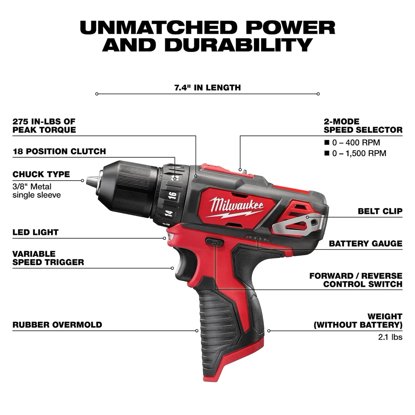 MILWAUKEE 2407-20 M12 3/8” Drill/Driver (Tool Only) ( 240720 )