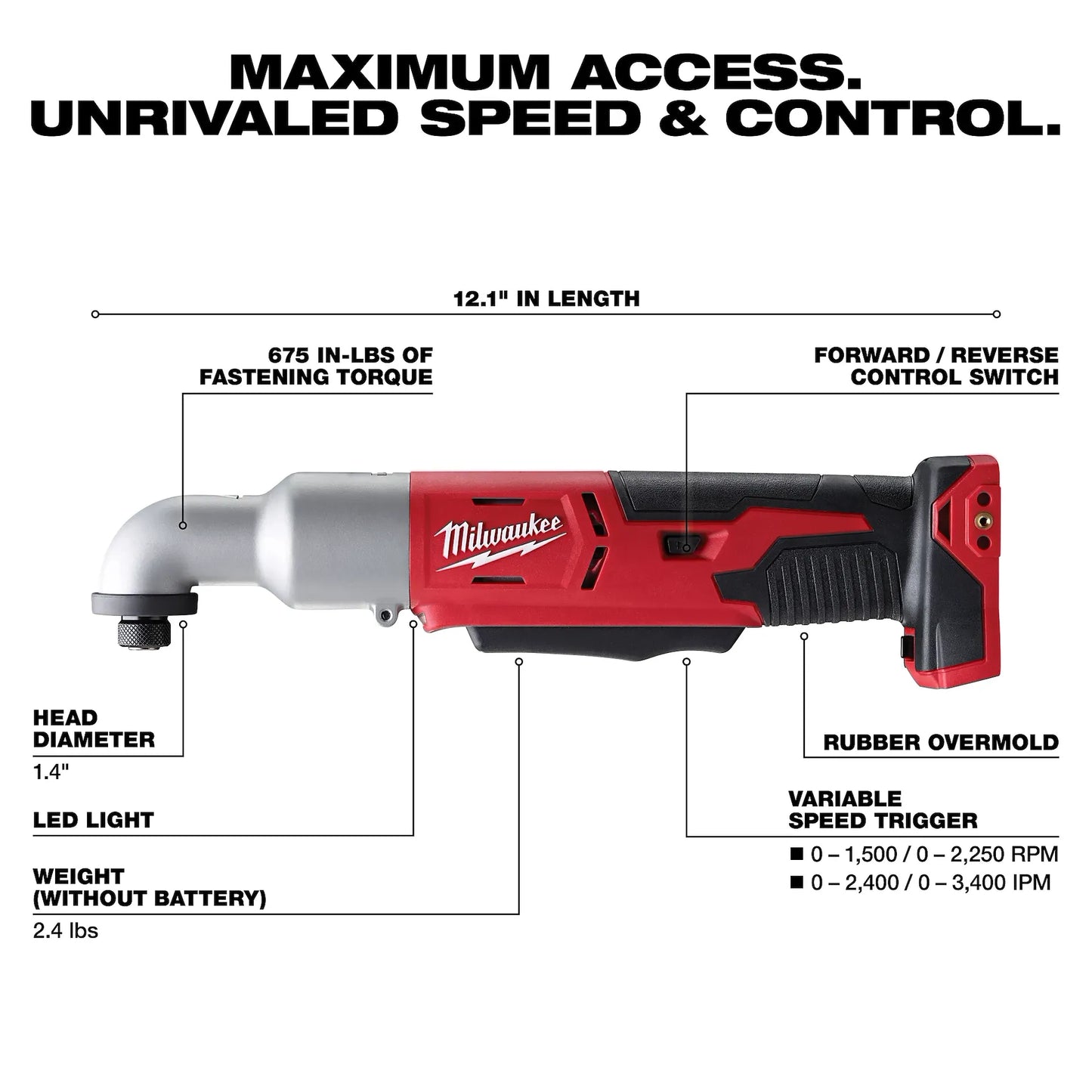 MILWAUKEE 2667-20 M18 2-Speed 1/4" Right Angle Impact Driver ( 266720 )