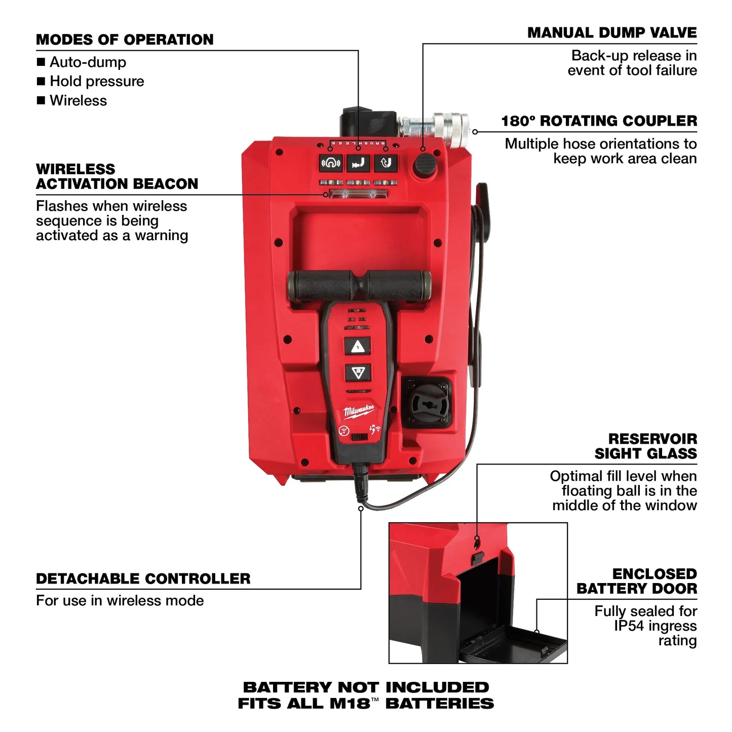 MILWAUKEE 2774-20 M18 FORCE LOGIC 10,000psi Hydraulic Pump (Tool Only) ( 277420 )