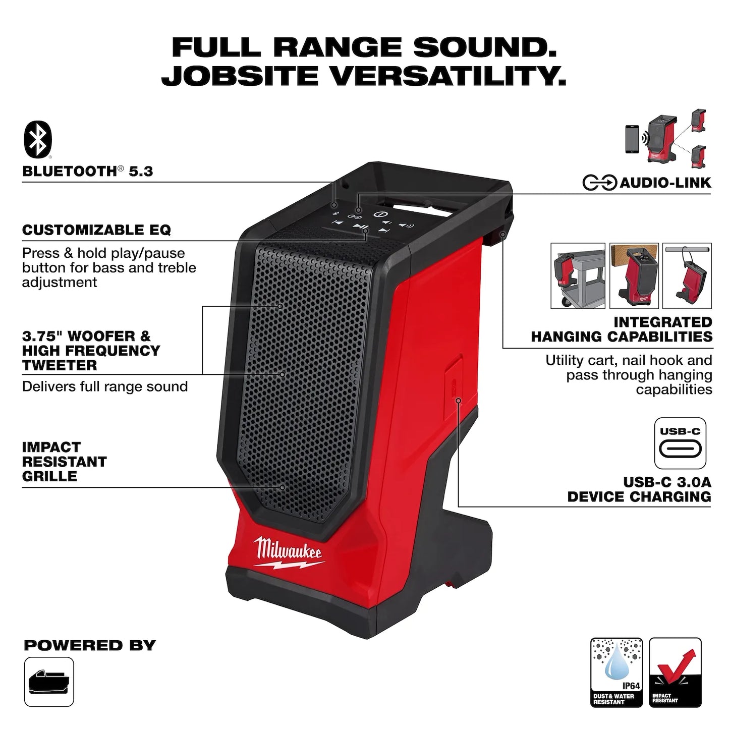 MILWAUKEE 2954-20 M18 Bluetooth® Jobsite Speaker ( 295420 )