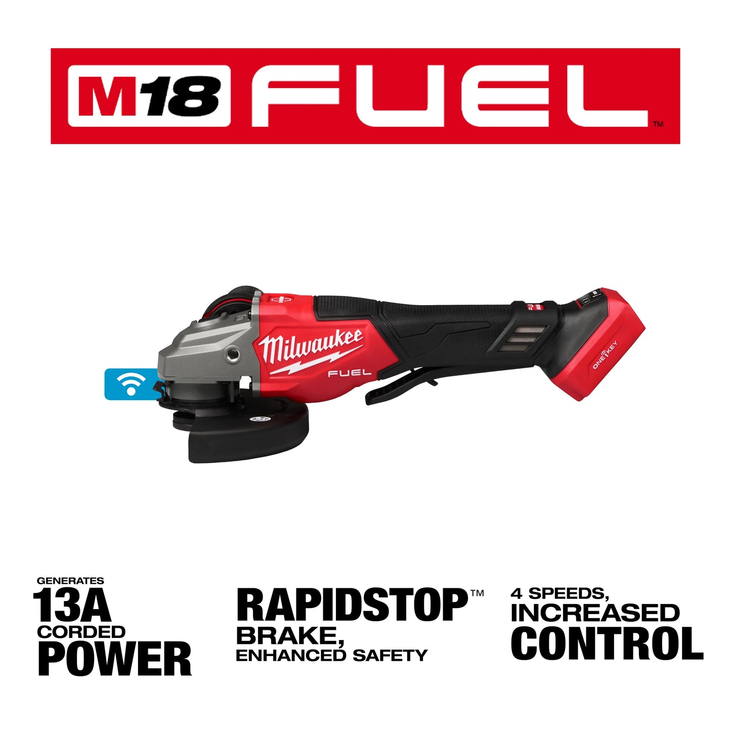 MILWAUKEE 3672-20 M18 FUEL 4-1/2"-6" Variable Speed Braking Grinder, Paddle Switch w/ ONE-KEY ( 367220 )