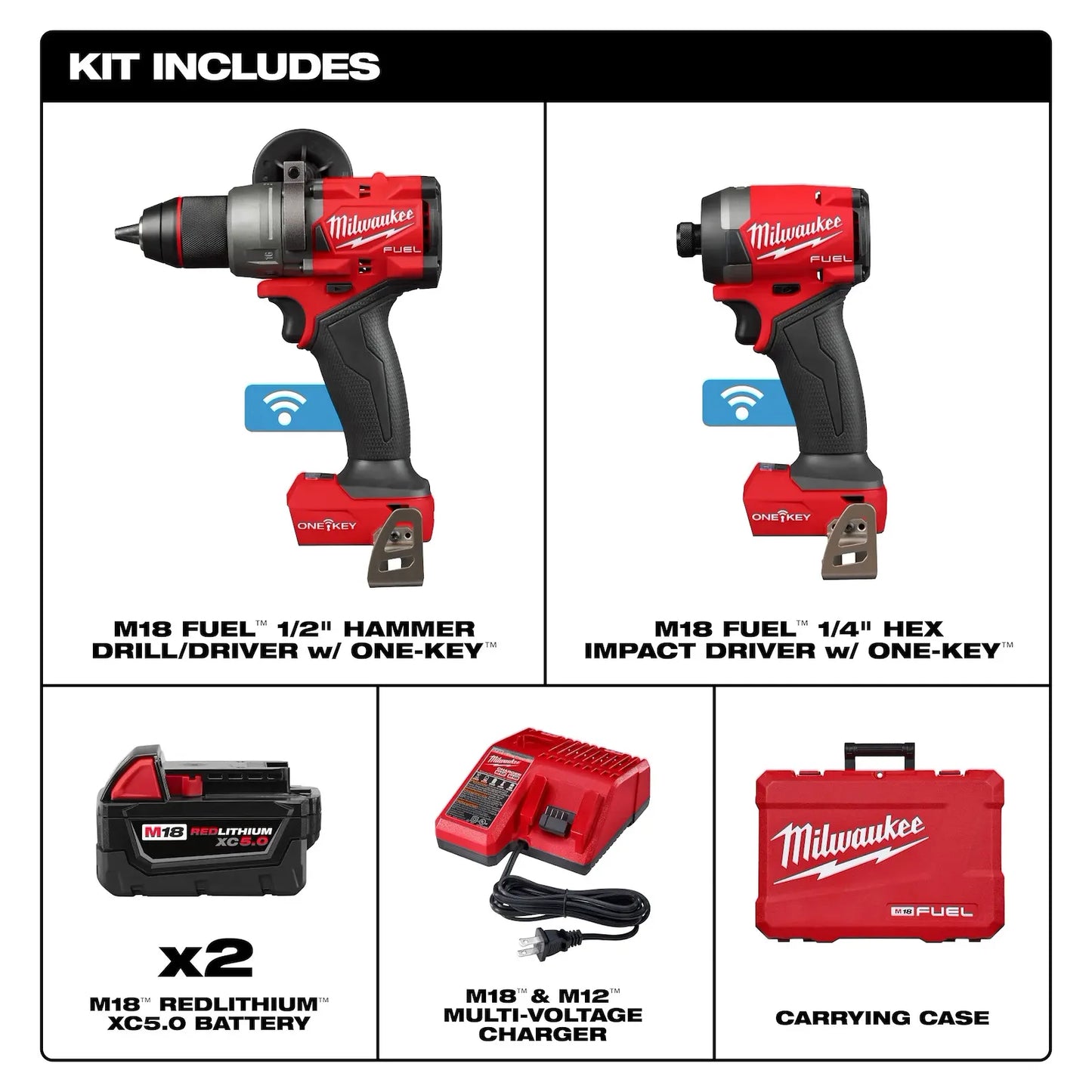 MILWAUKEE 3696-22 M18 FUEL 2-Tool Combo Kit w/ ONE-KEY ( 369622 )